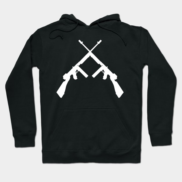 Crossed thompson submachine gun in white Hoodie by FOGSJ